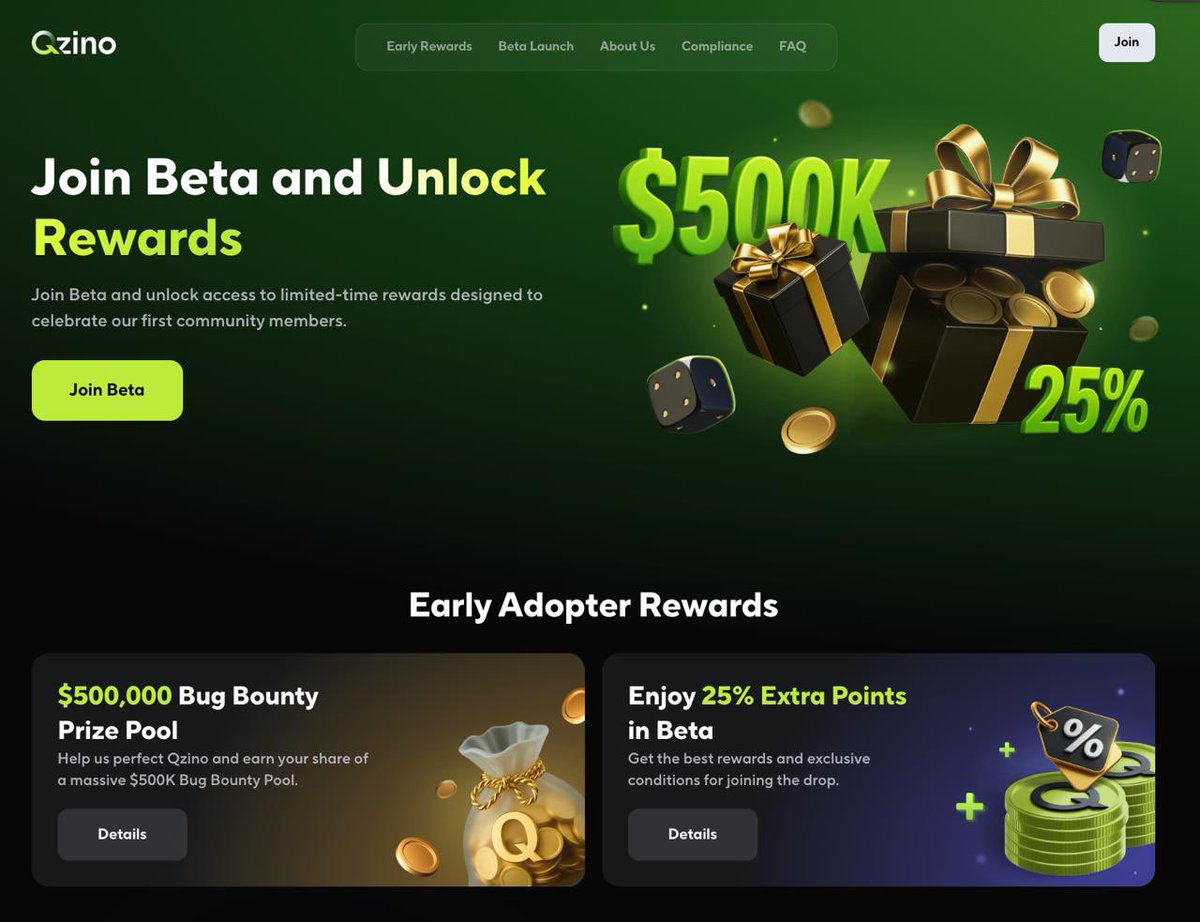 defi_avaxx's tweet image. If you missed Rollbit or Shuffle early… you might want to look at @qzino_official right now.

They’ve already launched a TG mini-app with free spins &amp;amp; daily bonuses, and a full Web3 iGaming platform is coming next.
The waitlist is live + there’s a $500K bug bounty for early…