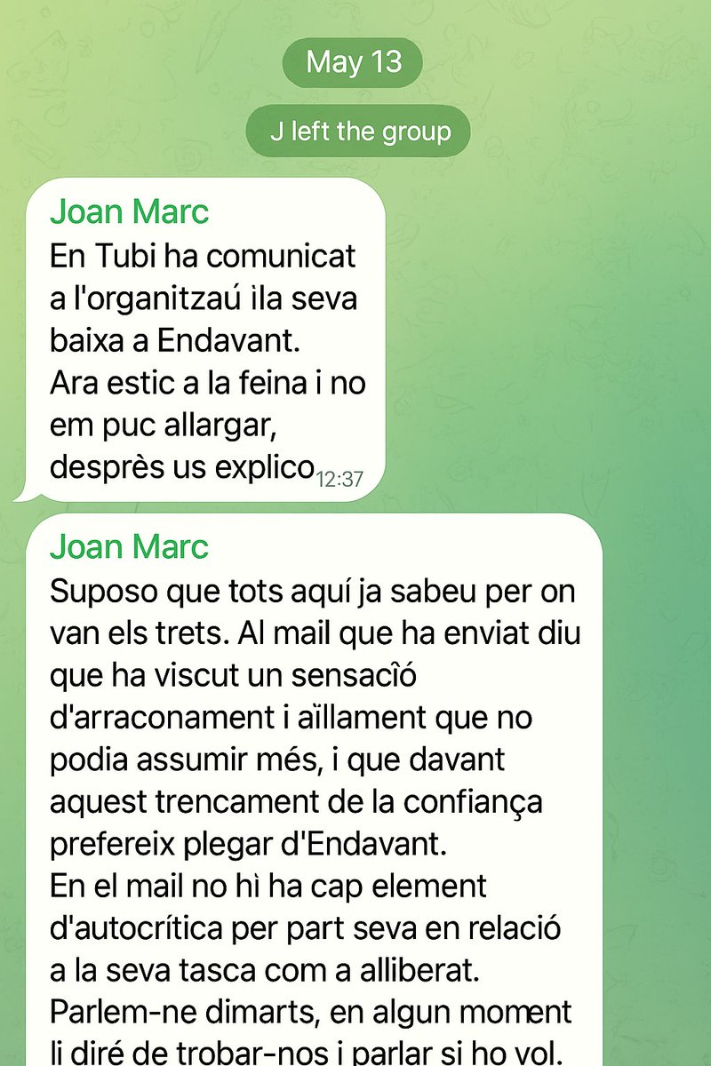 Tvbi_'s tweet photo. Avui desvetllarem el paper d’@Endavant_OSAN en tot aquest conflicte. Com a nucli irradiador i organitzat per complir amb els seus objectius.

Aquí podeu comprovar com van reaccionar davant de la meva baixa com a militant de l'organització: https://t.co/ybVHXv8cE8