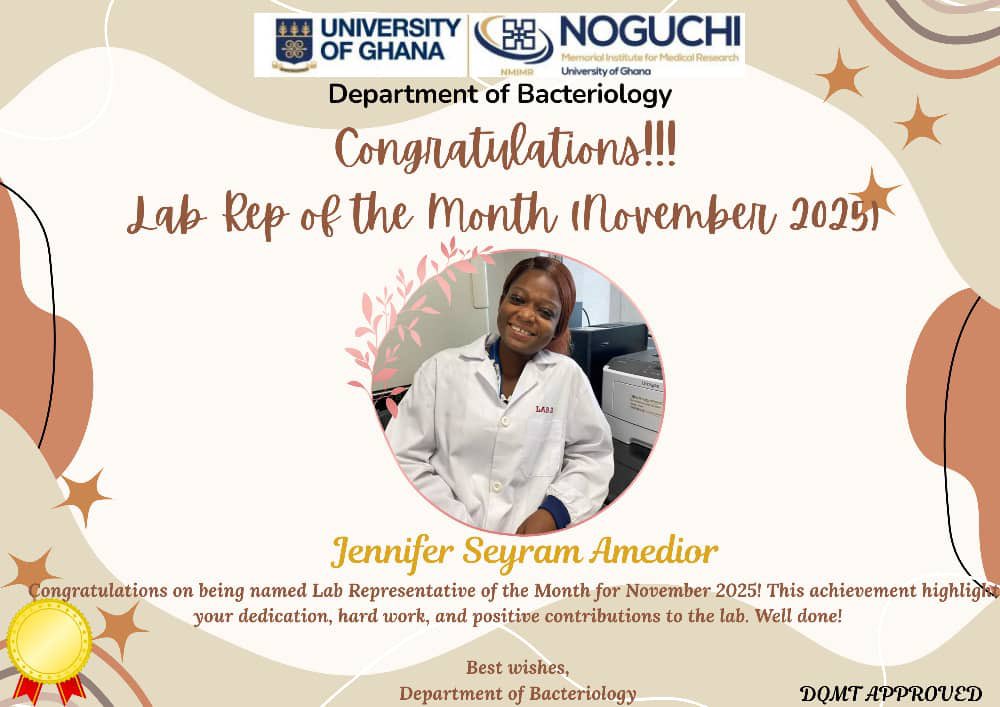 Celebrating excellence in the Department of Bacteriology for November 2025!
🎉 Employee of the Month:  Priscilla Ferguson Barnes 
🎉 Laboratory Representative of the Month: Jennifer Seyram Amedior
Thank you for your exceptional dedication and impact. Congratulations!