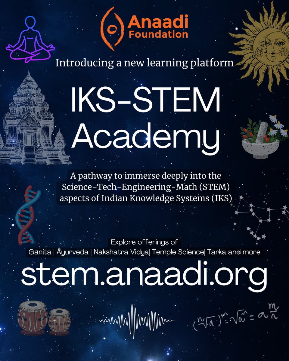 Om Muruga! Anaadi Foundation is happy to announce a learning portal for #IndianKnowledgeSystems.

You can access the current set of courses at stem.anaadi.org . Its a constantly growing platform. So keep coming back! Get certificates too! <a href="/anaadifdn/">AnaadiFoundation अनादि/ அனாதி DharmaGurukulam</a> <a href="/anaadigurukulam/">Anaadi Gurukulams</a>