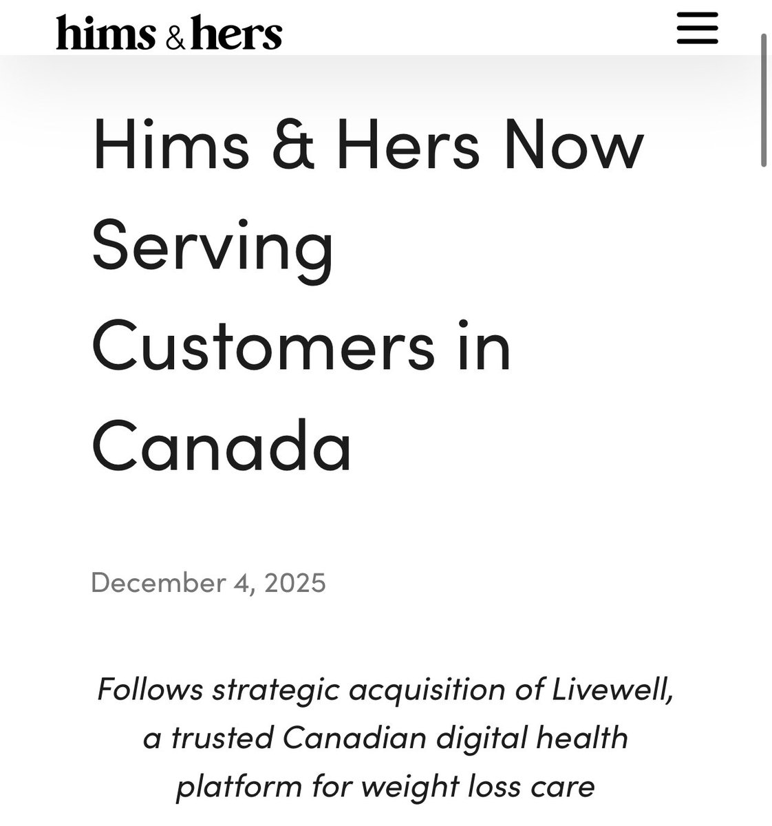 $HIMS keep executing while stock nosedives…

Dedicated team to serve Canada’s markets where the weight loss target is 2/3 of the population 

All drivers: macro, fundamental, technical and options (put/call ratio) are perfectly aligned to explode to the upside

<a href="/NighthawkTradez/">NightHawk Capital</a>