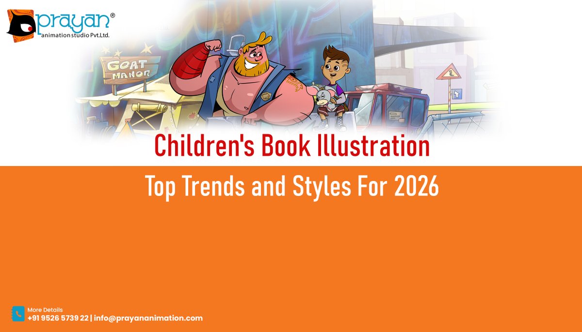 Explore the top children’s book illustration trends of 2026!

For more details read the full blog:
prayananimation.com/blog/top-child…

#ChildrensBooks #IllustrationTrends #KidsLit #DigitalArt #Watercolor #InclusiveStories #PrayanAnimation