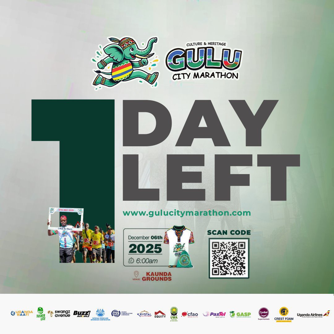 The time is now 

All roads lead to Gulu for the #GuluCityMarathon on December 6th 

Tell a friend to tell a friend 

#ExploreUganda #GuluCityMarathon
