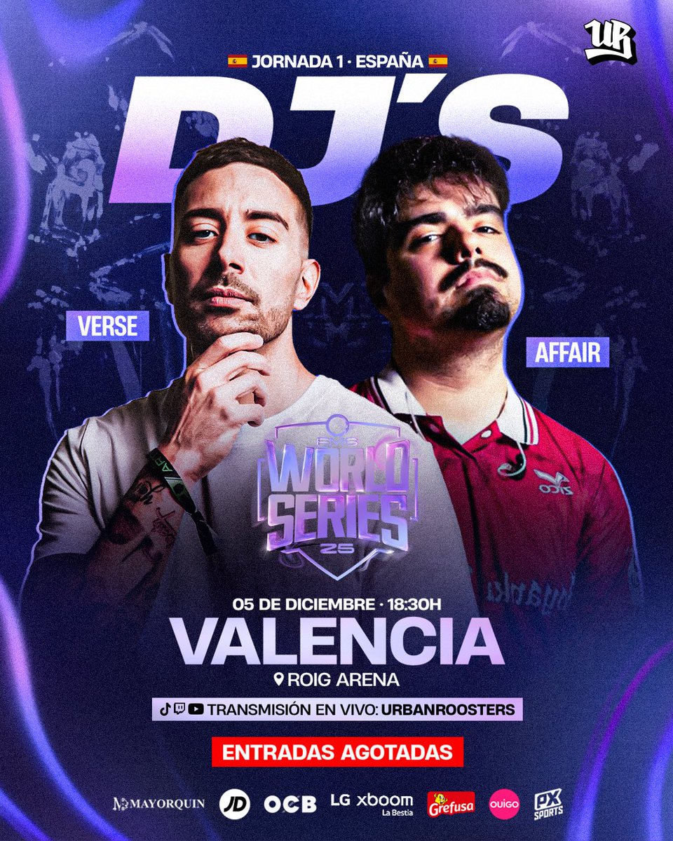 𝗘𝗹 𝘀𝗼𝗻𝗶𝗱𝗼 𝗱𝗲 𝗹𝗮 𝗝𝗼𝗿𝗻𝗮𝗱𝗮 𝟭 𝗲𝘀𝘁á 𝗲𝗻 𝗺𝗮𝗻𝗼𝘀 𝗱𝗲 𝗱𝗼𝘀 𝗺𝗮𝗲𝘀𝘁𝗿𝗼𝘀 𝗱𝗲𝗹 𝗯𝗲𝗮𝘁 🎧⚡️

DJ Verse y DJ Affair serán los encargados de marcar el ritmo en cada batalla de Valencia 🇪🇸🔥

¡Nos vemos mañana! 🤩🎶