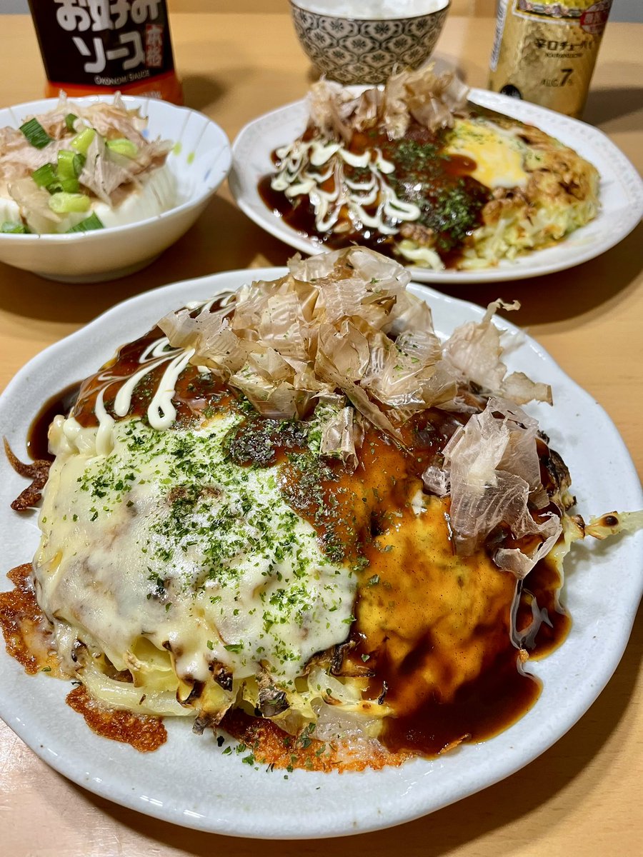 ソウルフードで晩ご飯🥢
豚玉餅入りチーズトッピング👍