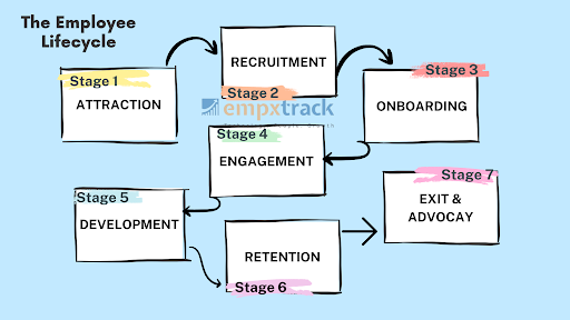 empxtrack's tweet image. 7 Stages of Employee Lifecycle. Optimize these stages to enhance business outcomes and employees&apos; well-being.
#hr #humanresources #talentmanagement #employeedevelopment #futureofhr #HRTech