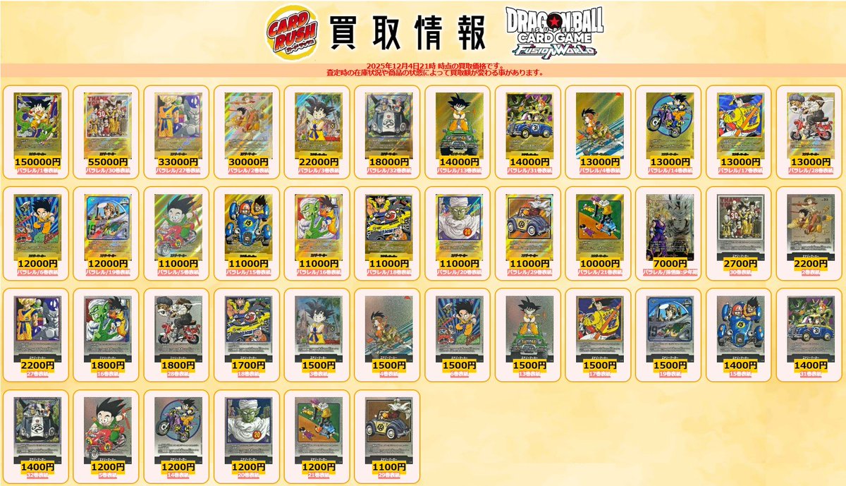 ドラゴンボールフュージョンワールド 🐉買取情報🐉 MANGA BOOSTER収録