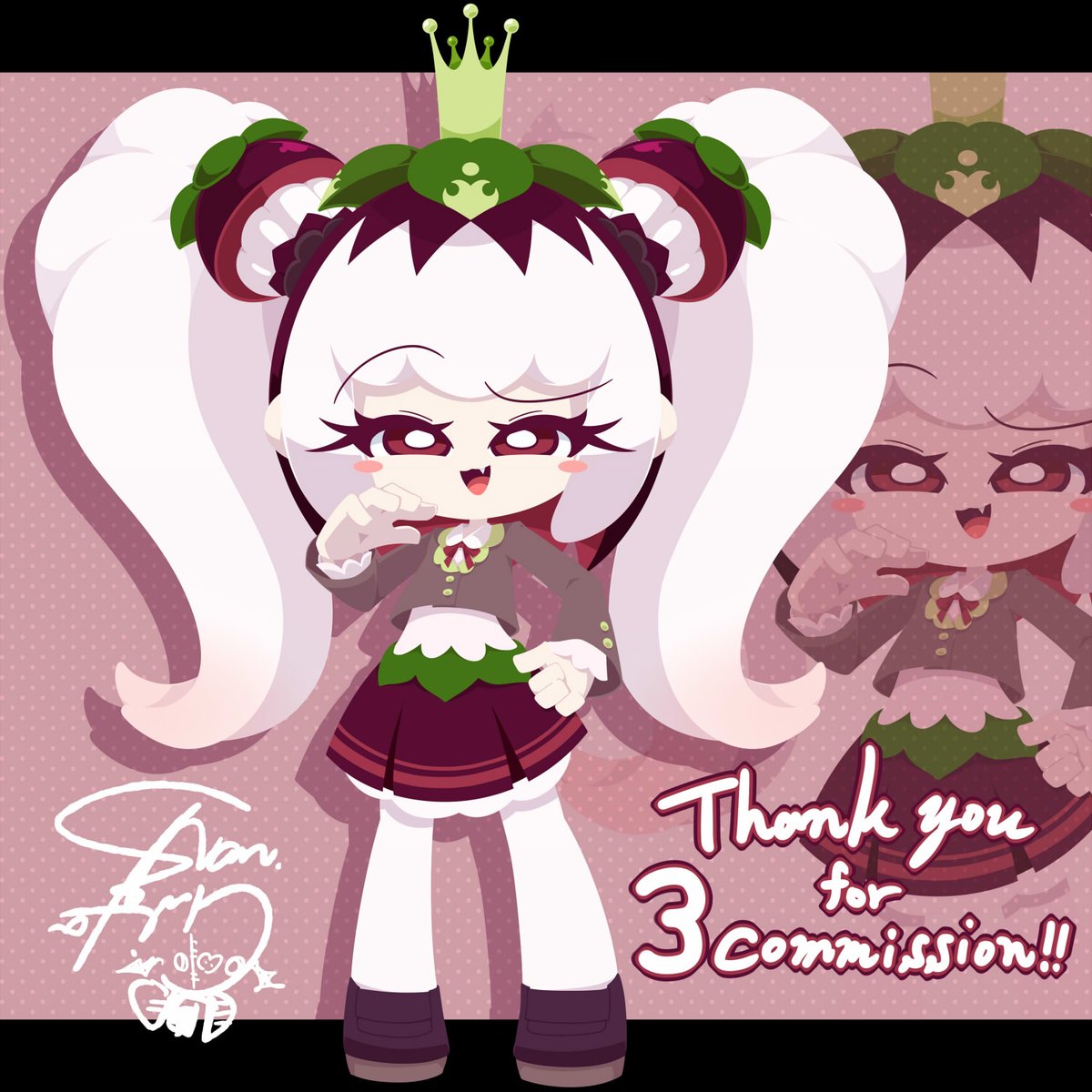 Skebリクエストでメスガキマンゴスチンちゃんの私服姿を描かせていただきました～!!✨
３回目のリクエストだったので おまけの立ち絵も添えさせていただきました🍎 #Skeb