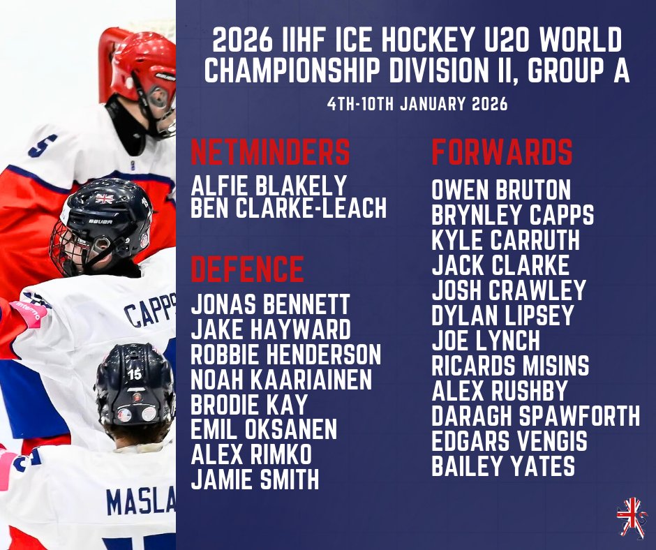 🇬🇧 The roster and schedule for Great Britain’s participation in the men’s Under-20s World Championship Division II Group A in Bucharest in January have been confirmed

🔗 Full details ➡️ tinyurl.com/epshrrff