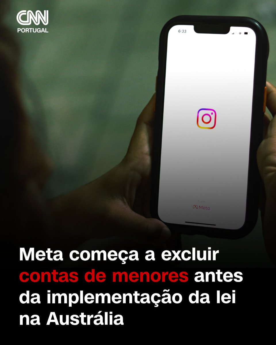 cnnportugal's tweet image. A gigante tecnológica norte-americana Meta anunciou que começou a eliminar as contas de australianos com menos de 16 anos no Instagram, Threads e Facebook, antes de entrar em vigor a proibição do uso das redes sociais por menores.

#meta #austrália #proibição #redessociais