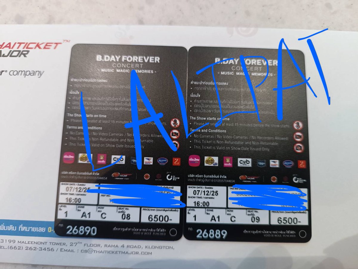 ขายบัตรรอบวันที่ 7 ธันวาคมค่ะ โซนA1 แถวC ด้านหน้าๆเวทีเลยค่ะ 
พอดีไปวันอื่นแล้ว ราคาตามหน้าบัตร นัดรับmrtได้ค่ะ หรือกทมส่งแมสได้ค่ะ
#bdayforeverconcert  #BDAYForeverConcert 
#BDAYConcert