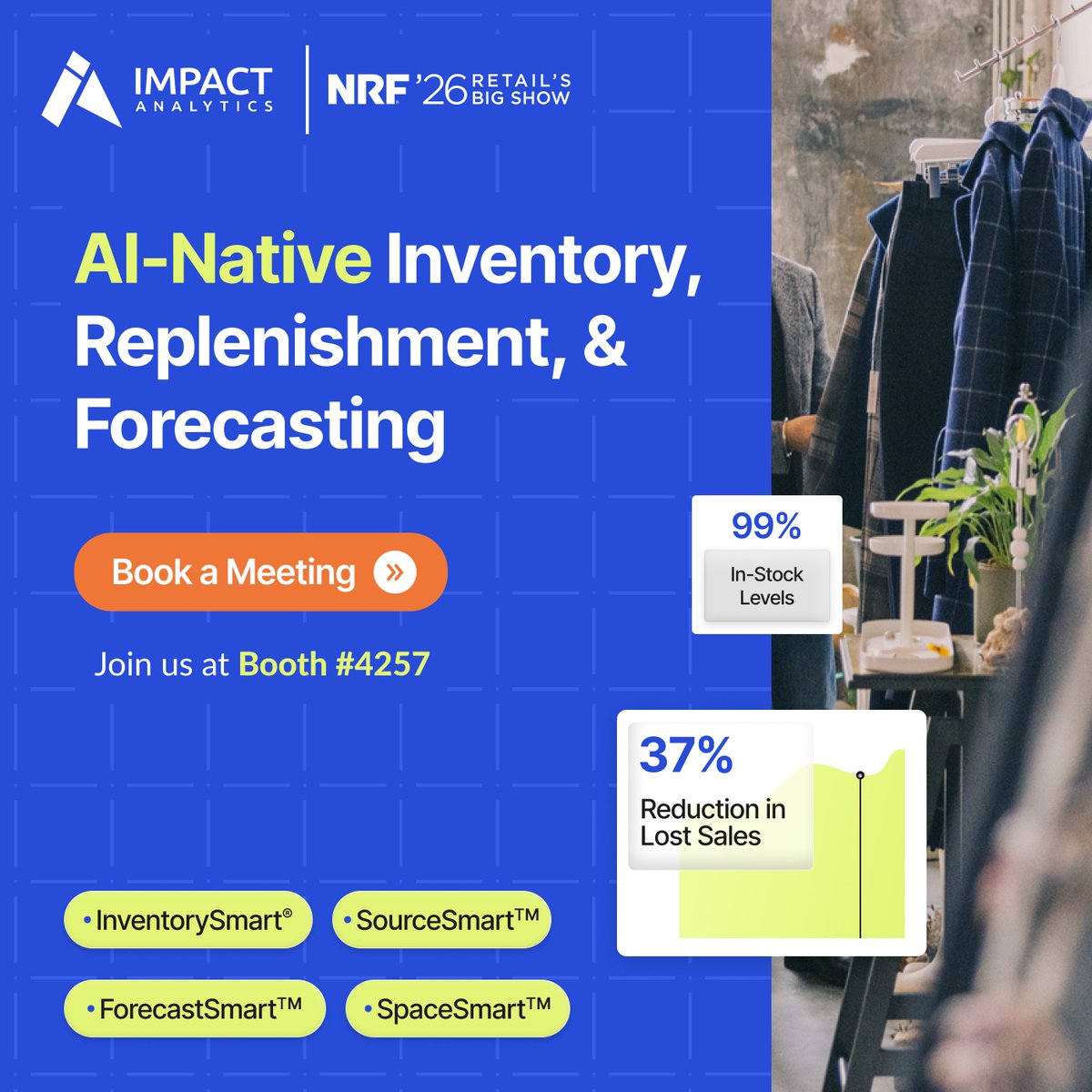 Build next season’s plans on AI-native forecasts and replenishment that brings clarity to demand and control to inventory. See how at <a href="/NRFnews/">National Retail Federation</a>, Booth #4257, Jan 11–13.

Pick your spot today and join us at NRF:
impactanalytics.co/event/nrf-2026… 

#NRF2026 #RetailInnovation