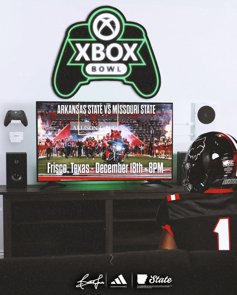 AStateFB's tweet image. Game On‼️
Arkansas State will face off against Missouri State in the first ever X-Box Bowl in Frisco, Texas. The game will be played on December 18th.

#WolvesUp🐺 I #PoundTheRock🪨🔨