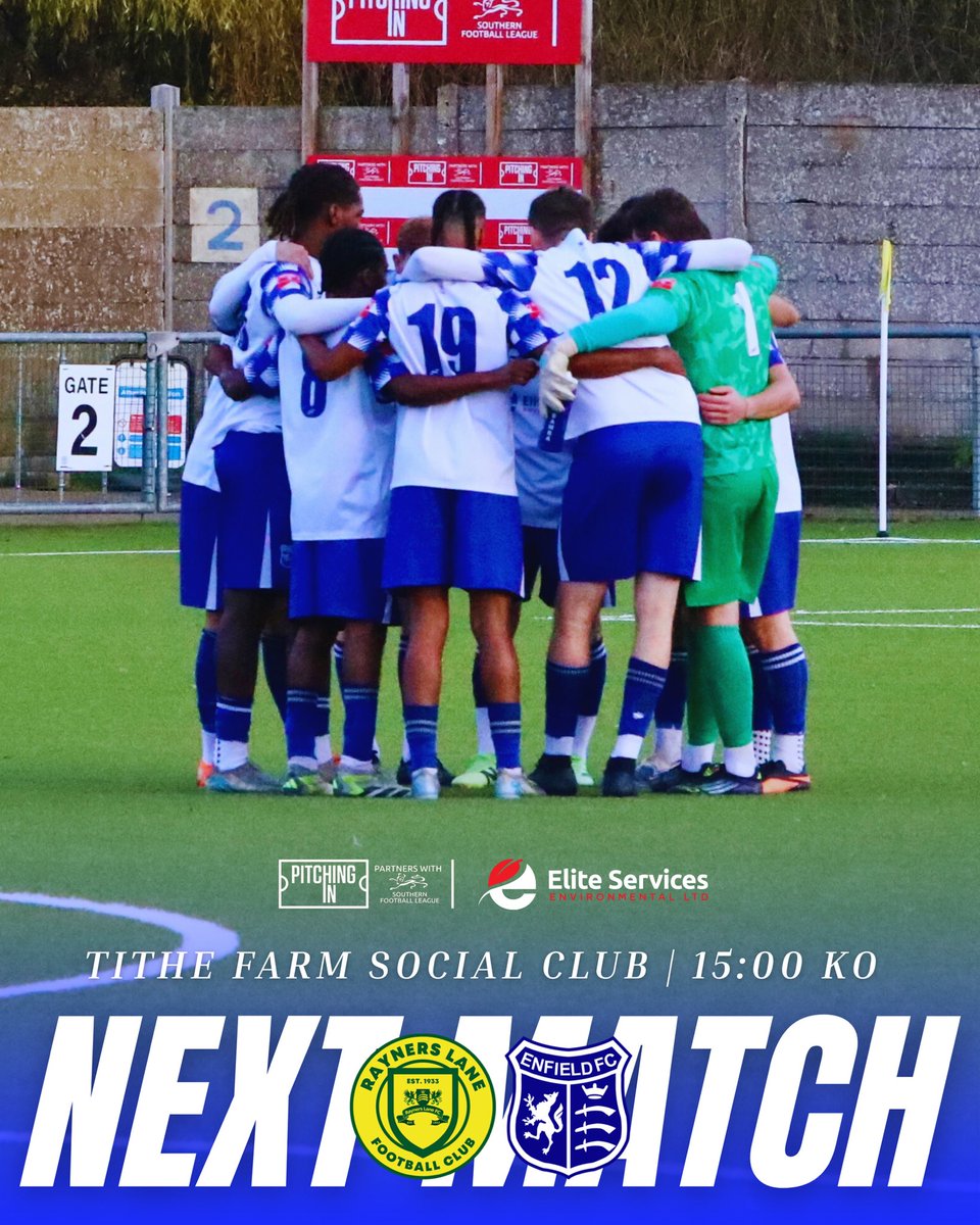 𝙉𝙀𝙓𝙏 𝙈𝘼𝙏𝘾𝙃 🔜

The E’s are back in action on Saturday as we travel to Rayners Lane in the league. 👀

Tithe Farm Social Club, HA2 OXH 🏟️

𝘾𝙊𝙈𝙀 𝙊𝙉 𝙔𝙊𝙐 𝙀’𝙎 💪

#WeAreTheEs