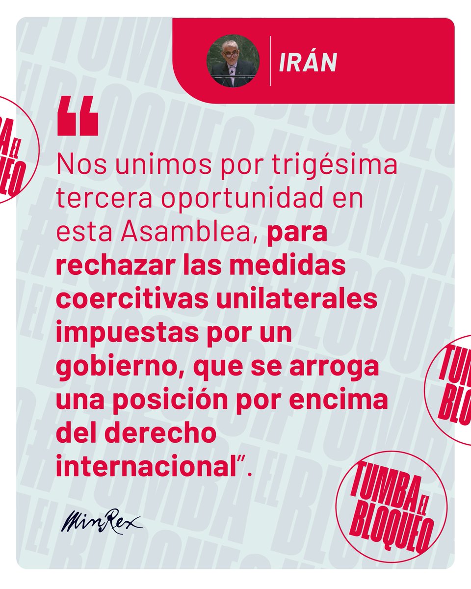 El bloqueo económico, comercial y financiero impuesto por el gobierno de EEUU contra #Cuba constituye una política unilateral, coercitiva y extraterritorial que viola el Derecho Internacional y los propósitos y principios de la Carta de la <a href="/ONU_es/">Naciones Unidas</a>.

#TumbaElBloqueo