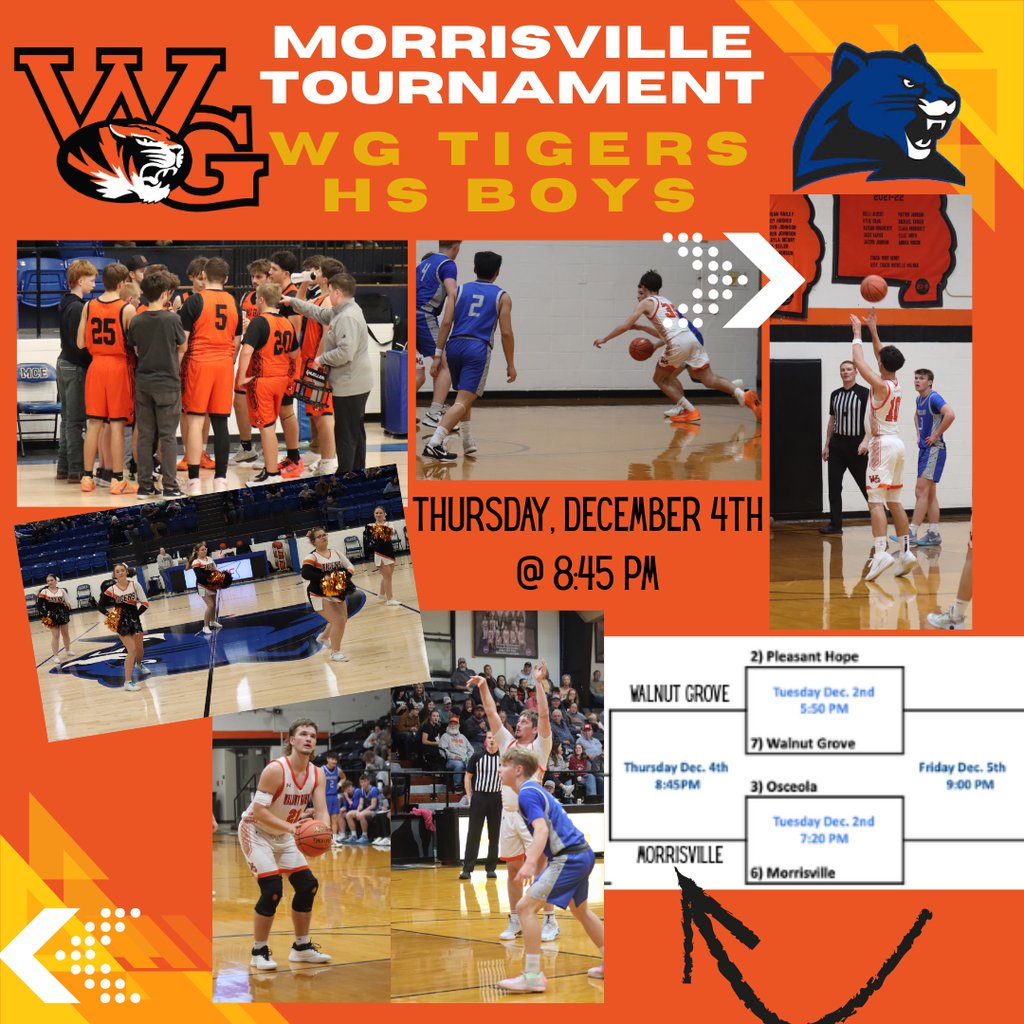 The Morrisville Tournament continues tonight with the WG HS Boys taking on Morrisville at 8:45 PM ~ you won't want to miss it!