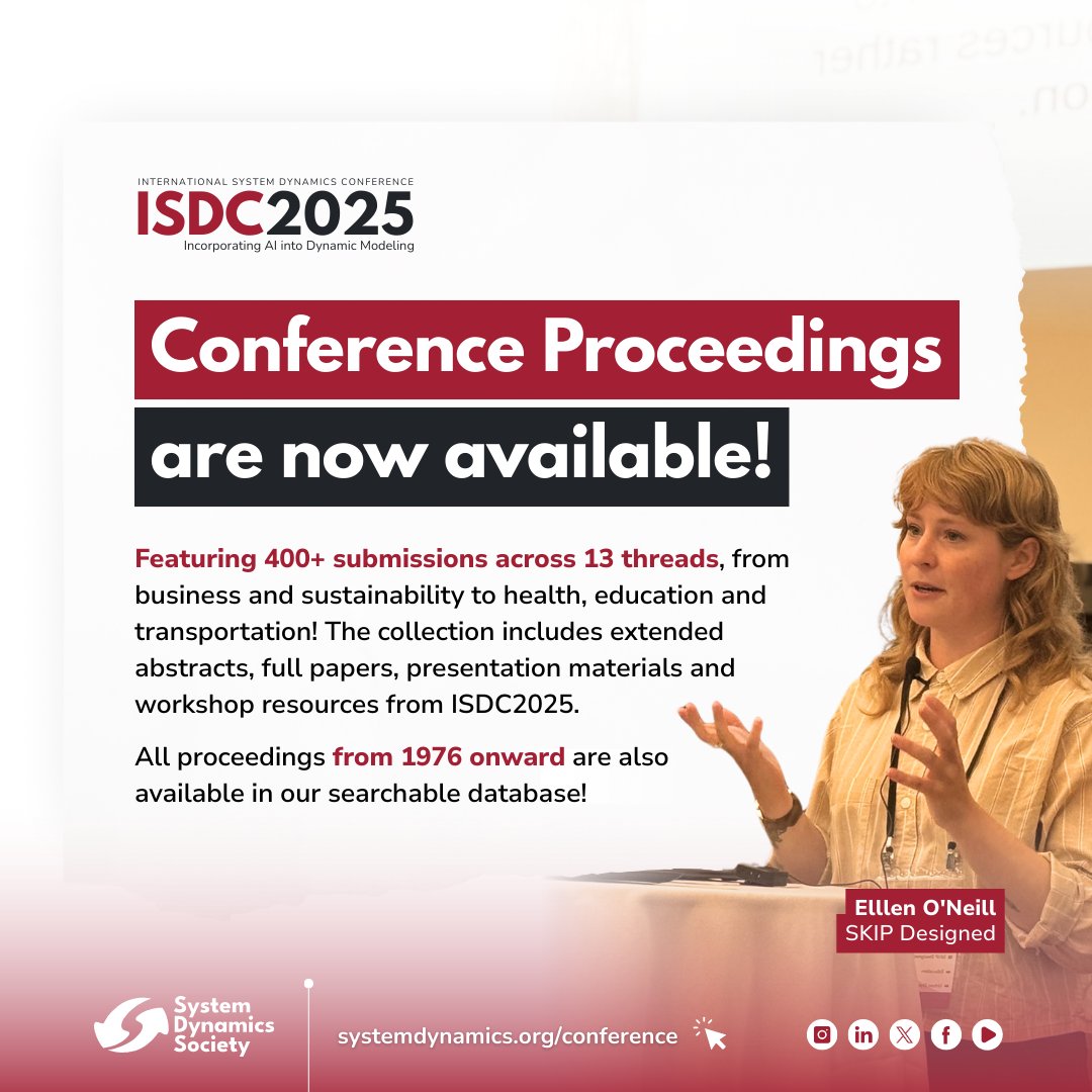 systemdynamics_'s tweet image. 📣 CHECK THIS OUT! ▶️ The ISDC2025 Conference Proceedings are now available!

🔗 Access proceedings: ow.ly/coVC50XAw3p

#SystemDynamics #systemsthinking #ISDC2025