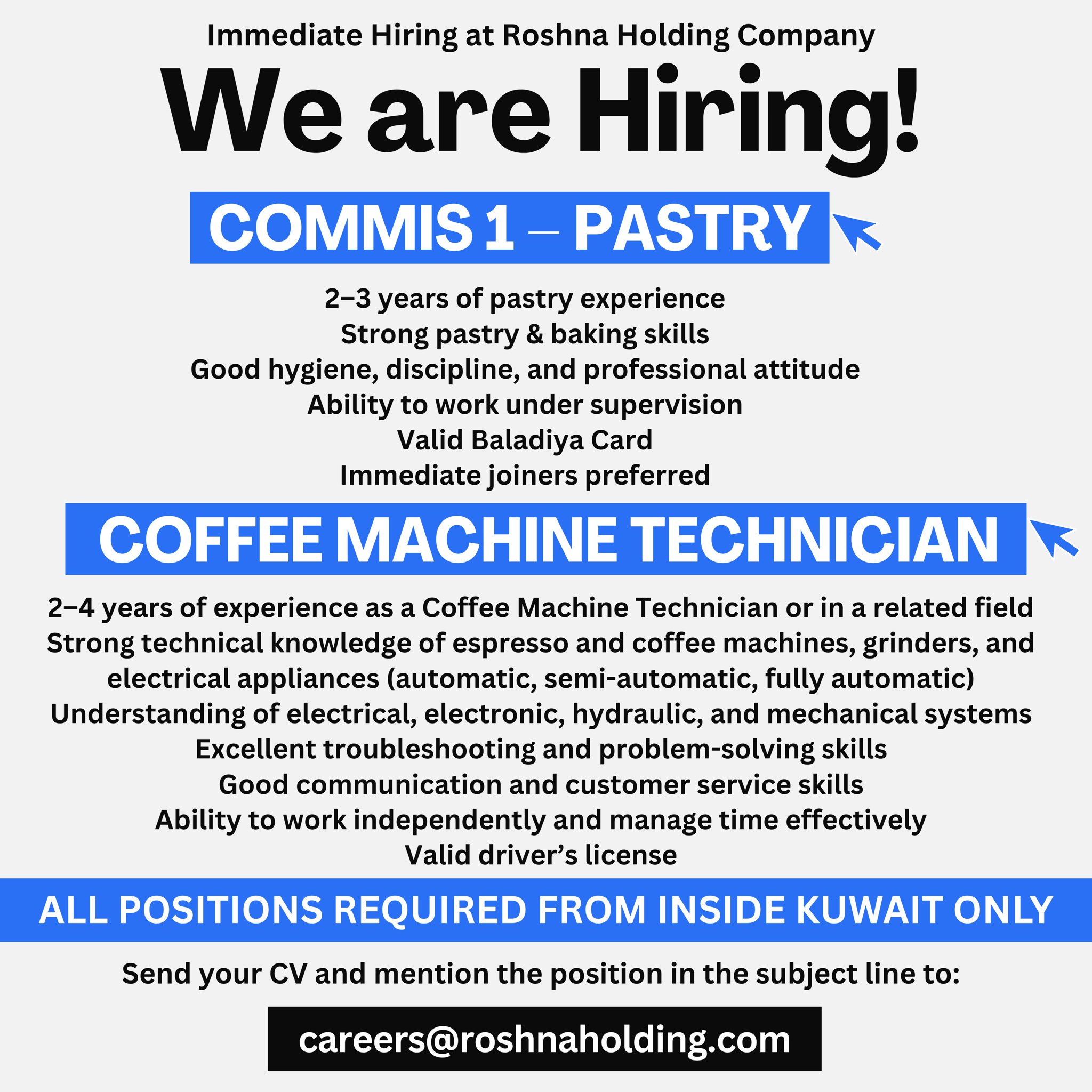 Image Manpower required urgently for KOC and KNPC Kuwait - Other companies | iiQ8 Vacancies