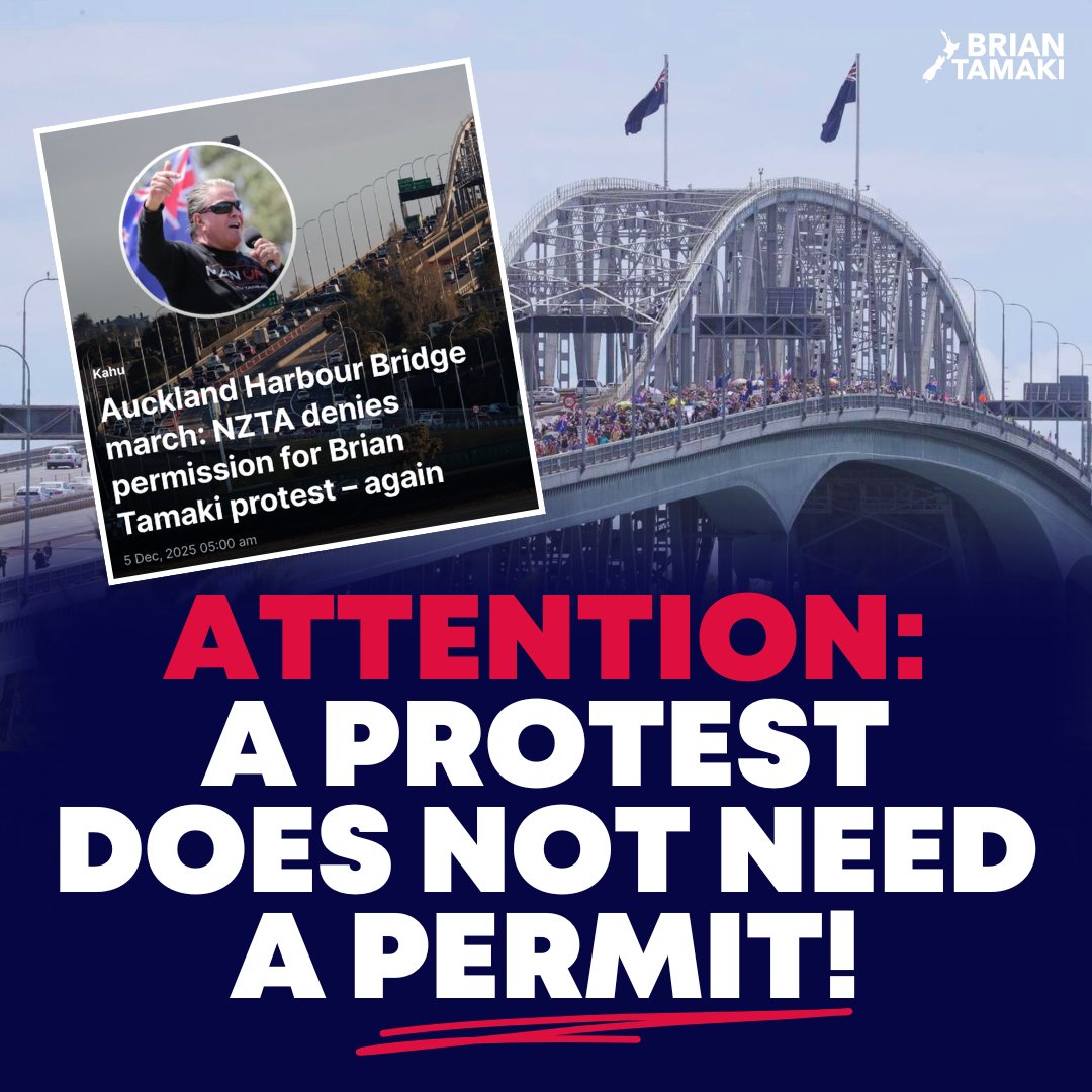A PROTEST DOES NOT NEED A PERMIT. FULL STOP.

The Battle for the Bridge continues....

We’ve been in a back-and-forward standoff with NZ Police and NZTA for days.
And finally, late last night, NZTA have conceded what we already knew…
they jumped the gun.
They didn’t follow due
