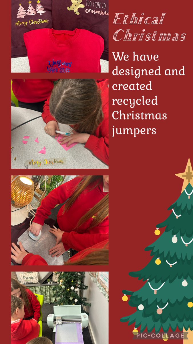 Working hard in dosbarth 11, we have created &amp; designed Christmas jumpers for sale on Friday 12th December. These #ethicallyInformedCitizens are giving pre loved jumpers a new life using digital designs and vinyl printers! <a href="/garntegprimary/">Garnteg Primary</a>