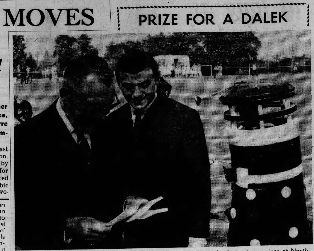 Love this! Paul Holden in his home made Dalek was featured in the Thetford and Watton Times in March 1965 then went on to win a fancy dress prize in September 1966!