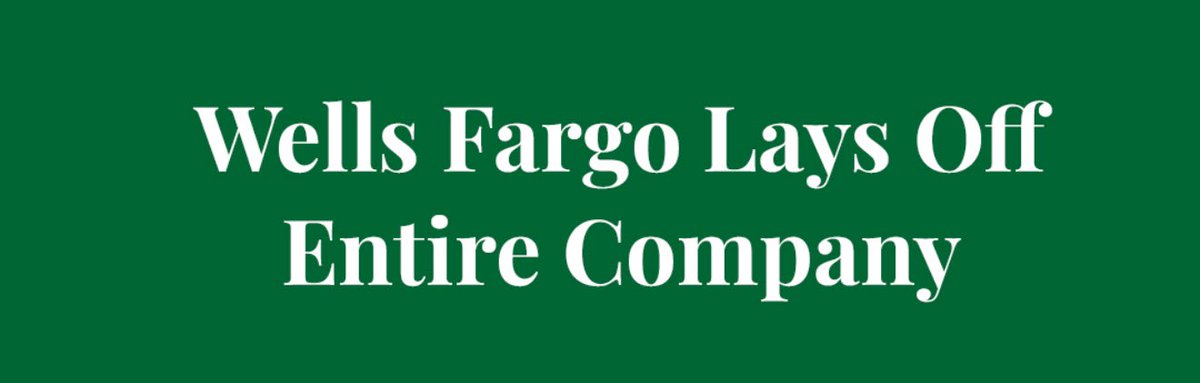 DusiSailakshmi's tweet image. Imagine getting laid off along with the entire company.
Team outing but make it permanent 💀

RIP to these shitty headlines!

#wellsfargo