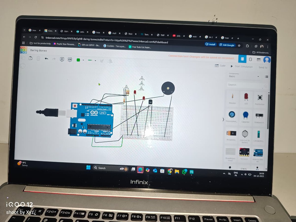 Shani_shah90's tweet image. Built a multi-stage thermal monitor using Arduino &amp;amp; a Multi-Func Shield.
​30°C 🟢 | 50°C 🔴 | 100°C 🚨+Buzzer! Logic is simple but effective.
​#ArduinoProject #Electronics #Code