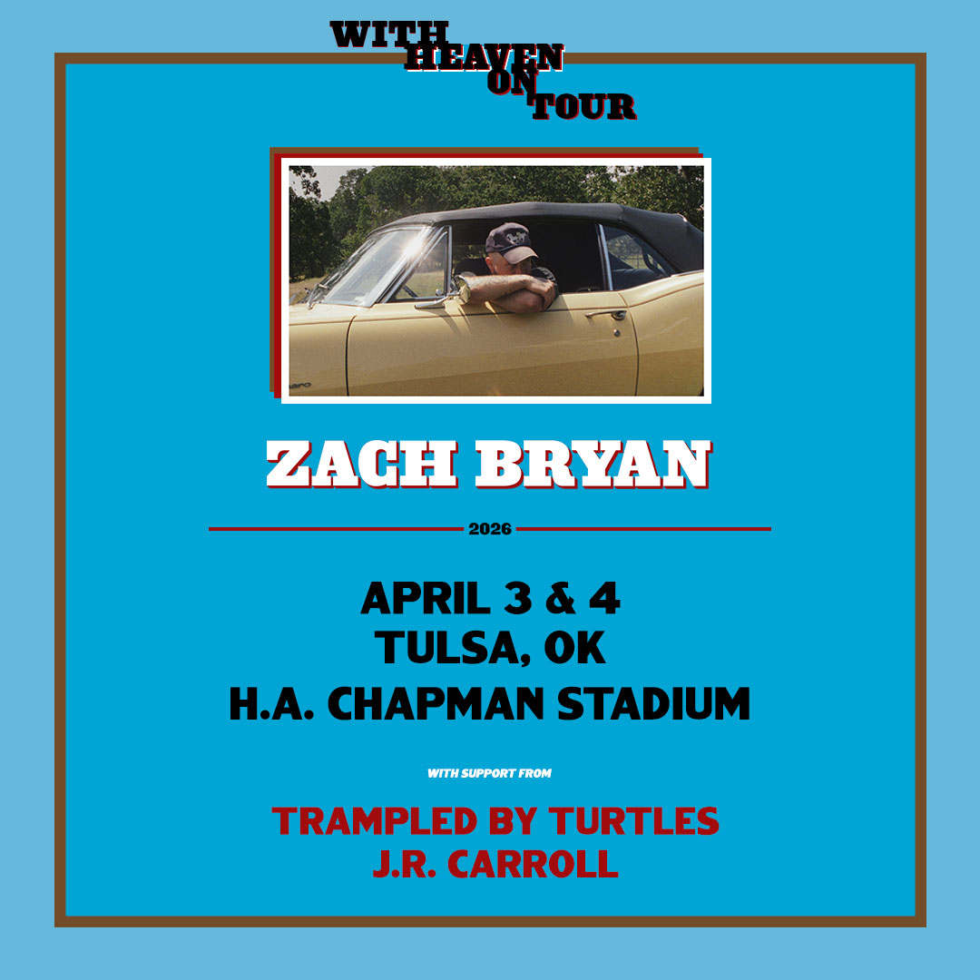 Just announced! 

Zach Bryan’s With Heaven On Tour is coming to Tulsa on April 3 &amp; 4 with Trampled by Turtles and J.R. Carroll.

More Information: tulsahurricane.com/ZachBryan