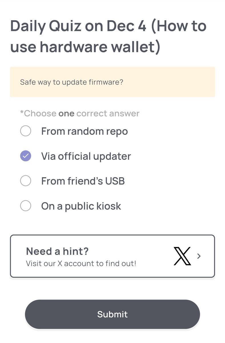 Kaouthar900's tweet image. 🧘🧘🧘@Xenea_io , @MARINA_PROTOCOL , @SyntaxVerse and @spurprotocol  daily quiz Answer :
⏯️Xenea : B
⏯️Marina  : B
⏯️ Syntaxeverse : A
⏯️ Spurprotocol : -A
#Xenea, #Marina, #SyntaxVerse, #SpurProtocol 

🎗️Vault Pattern : 9-6-5-2