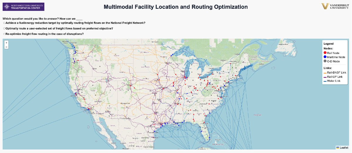plotlygraphs's tweet image. 🚛📊 Northwestern University&apos;s Transportation Center just launched the IMAGINED Dashboard (Beta) — a powerful Dash app for modeling and optimizing the future of U.S. freight.

Explore interactive tools for:
• Freight flow forecasting
• Logistics routing &amp;amp; cost/emissions…
