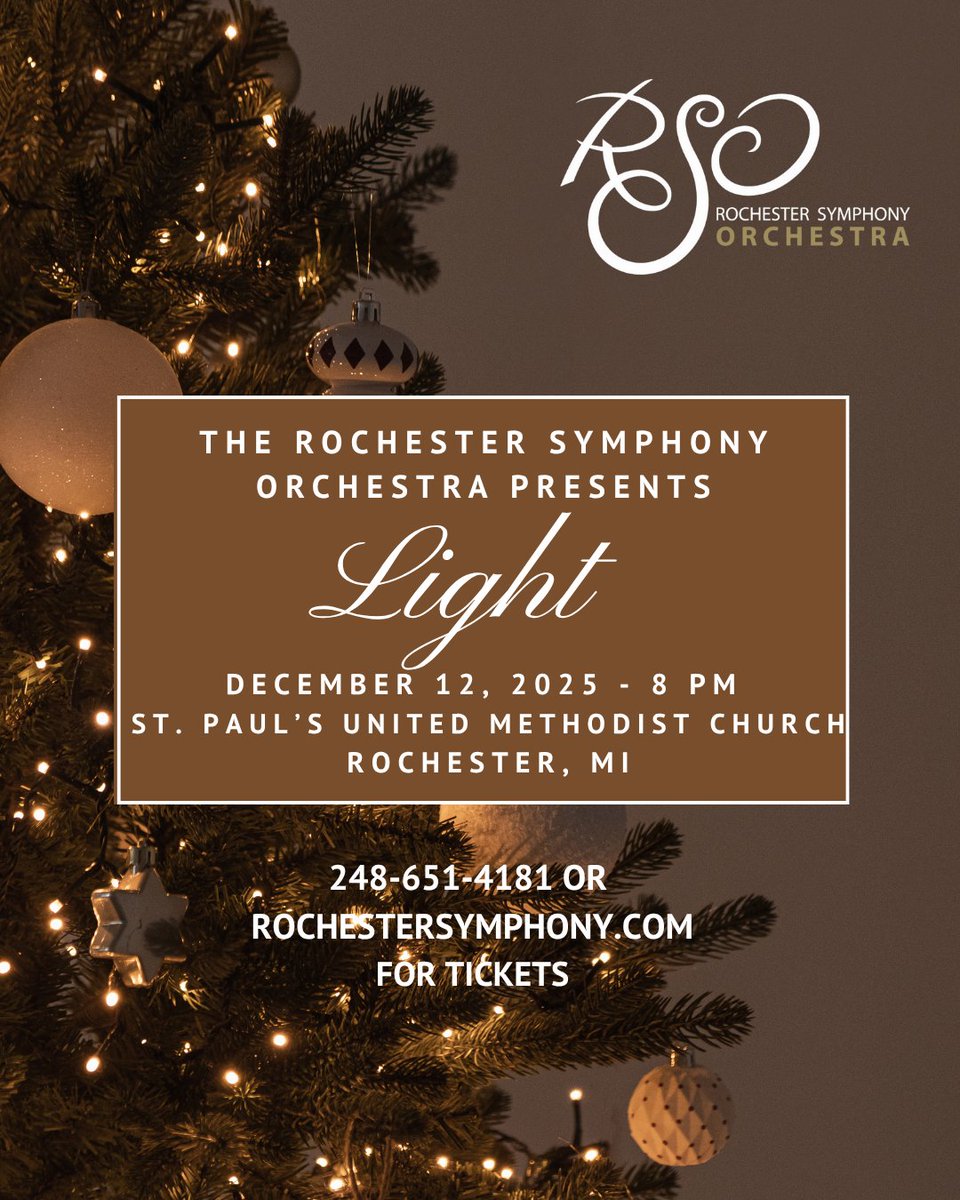 Attendees are cordially invited  to experience the holiday music presented at the Rochester Symphony  Orchestra’s (RSO) festive concert, “Light,” on Friday, December 12,  2025, at 8:00 p.m.
DETAILS: rochestermedia.com/the-rochester-…

#RochMedia #RSO