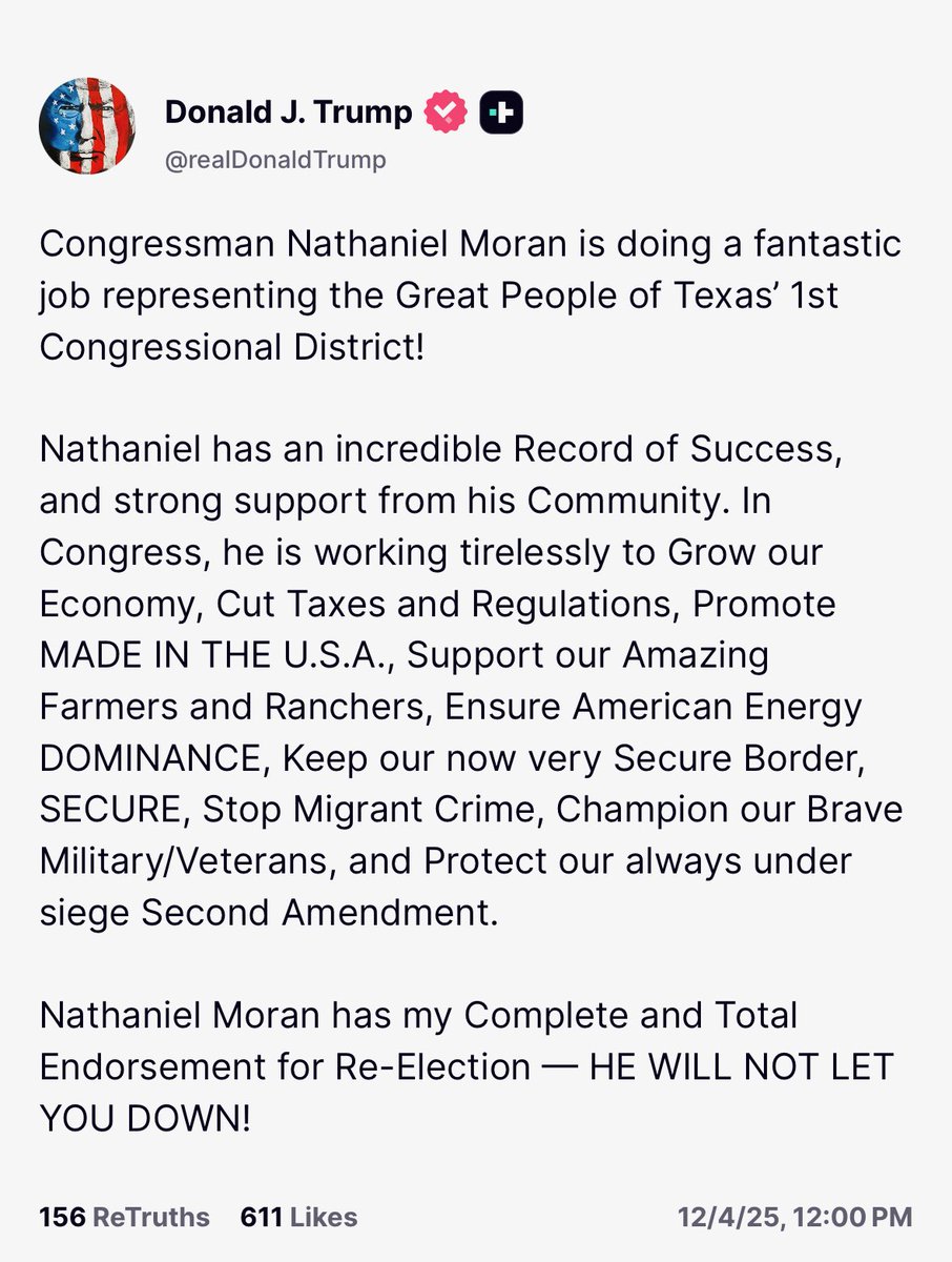 Nathaniel Moran for Congress tweet media