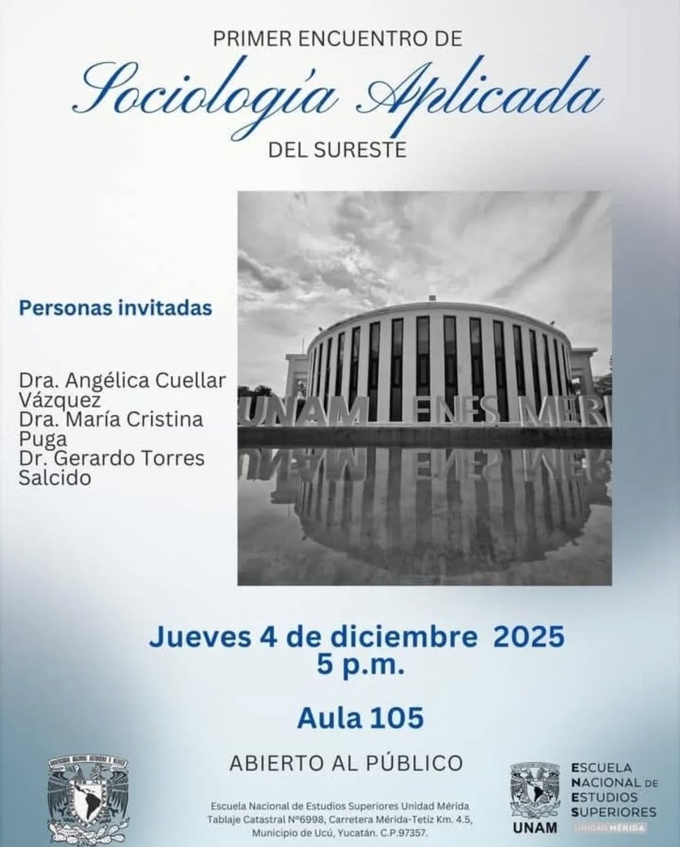 CES_FCPyS's tweet image. #QueNoSeTePaseCES

🔴Asiste al "Primer Encuentro de Sociologia Aplicada del Sureste"🔴 
🗓️ 4de diciembre
🕓 5:00 pm
📍 Aula 105, ENES, Mérida.

#UNAM #Sociología #ENESMérida