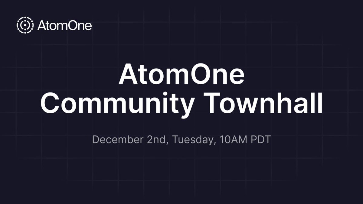 _atomone's tweet image. Did you miss the AtomOne Townhall? 

The full recording and a brief summary are now available! This meeting covered v3, upcoming v4 features, IBC progress with Gno, tooling updates, DAOs and community programs.

Notes: github.com/atomone-hub/to…

Recording: drive.google.com/file/d/10S9F6B…