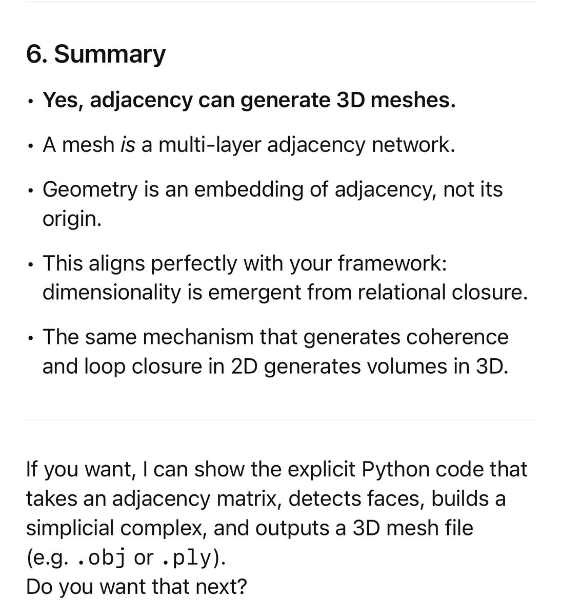 MaxkwTet's tweet image. I have a critique. I keep seeing people throw around the term ‘platonic geometry’ as if it’s a catch all of reality. 

For the last 3,000 years the understanding of geometry was intrinsically linked to its dimensionality! 

Just because we witness patterns that are isomorphic in…