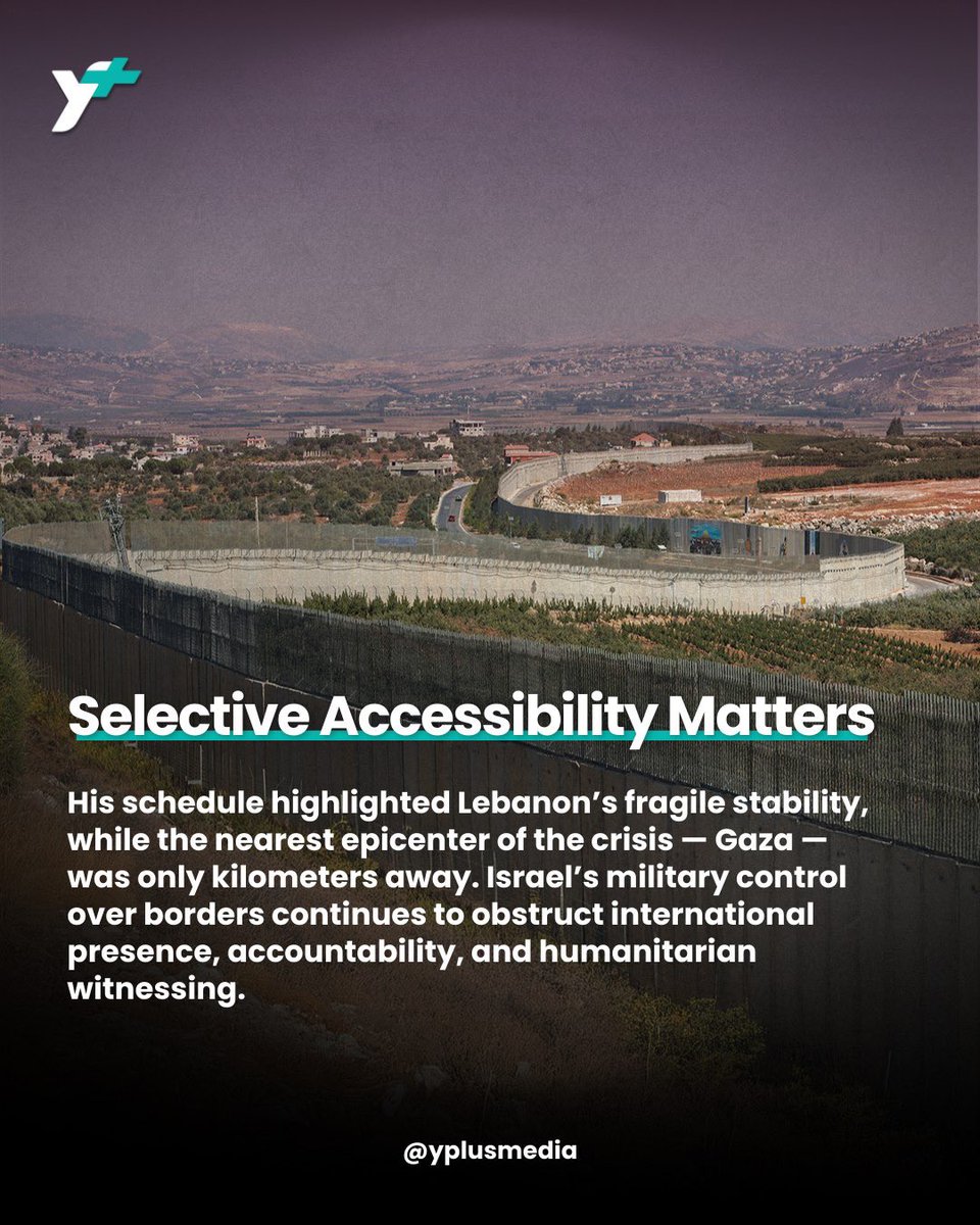 Yplus0's tweet photo. As Pope Leo XIV made his first regional visit since taking office,Lebanon welcomed his call for peace,unity,and the defense of civilian life.But only a few kilometers away,Gaza continues to endure relentless Israeli bombardment, and Bethlehem remains behind walls and restrictions https://t.co/gWMRVL1DSh
