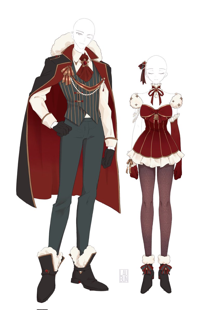 Really want to have Christmas/winter fashion in #BPSR so I decided to design two outfits. Please #BlueProtocolStarResonance give me something like this 🥹