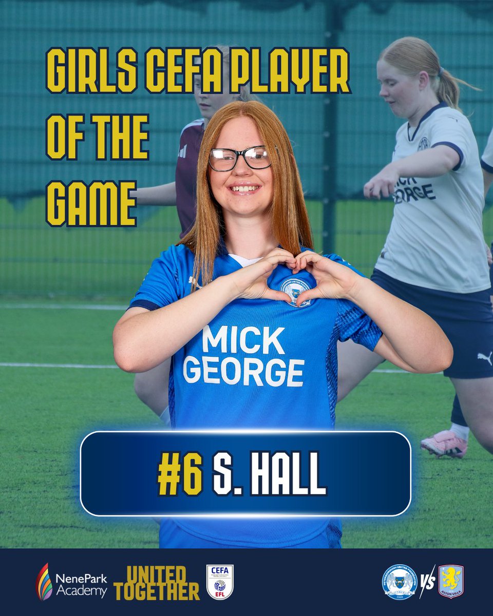 Posh_WG's tweet image. 🏆 Girls CEFA Player of the Game
🆚 Wolves
🏅 S. Hall

#pufc