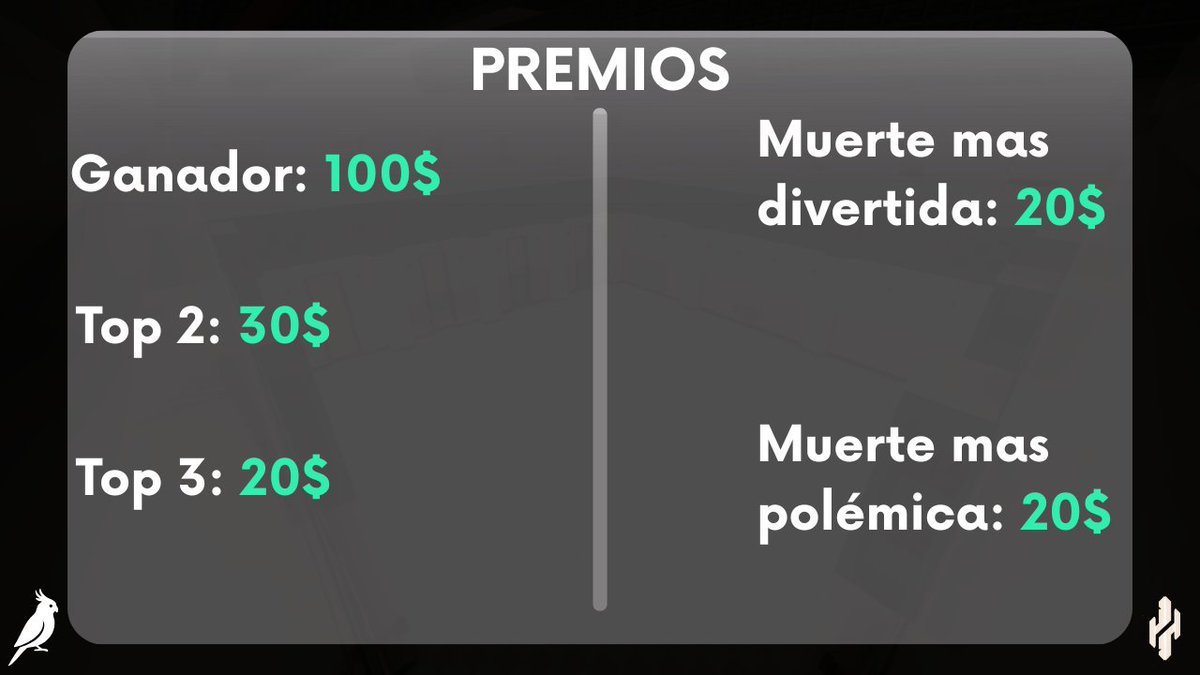 Estos son los premios oficiales de Eclex Games!

Aun seguimos buscando jugadores.
Formularios: forms.gle/gWyw4SpGg5KdSx…
Requisitos:
Seguir a <a href="/Xalvik_/">Xalvik</a> y a <a href="/Eclex_Studio/">Eclex Studio</a>. 
RT y like a esta publicación. 
Estar en el discord: discord.gg/PkpjjaVK94