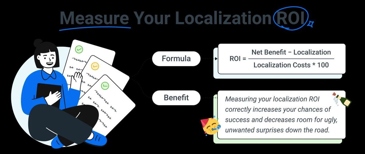Measuring localization is difficult… and every field expert and founder will tell you that.

So, we wrote a full guide on how to calculate localization ROI, but here’s the short founder’s version: what I actually look at before deciding if it works.

1️⃣ 𝗗𝗲𝗳𝗶𝗻𝗲 𝘄𝗵𝗮𝘁