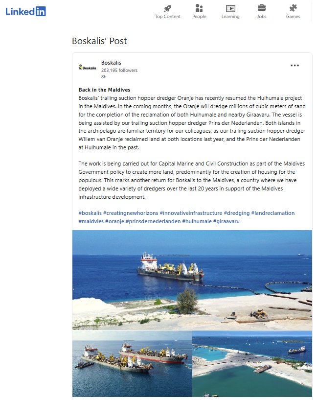 #Boskalis is "Back in the Maldives" !

But Boskalis IS NOT WELCOME IN MALDIVES !

Every Maldivian should be very worried as this transnational corporation represents #debt #destruction &amp; irreparable destruction to the living env. of our country.

#BoskalisBadNews
#BoskalisGAWEG