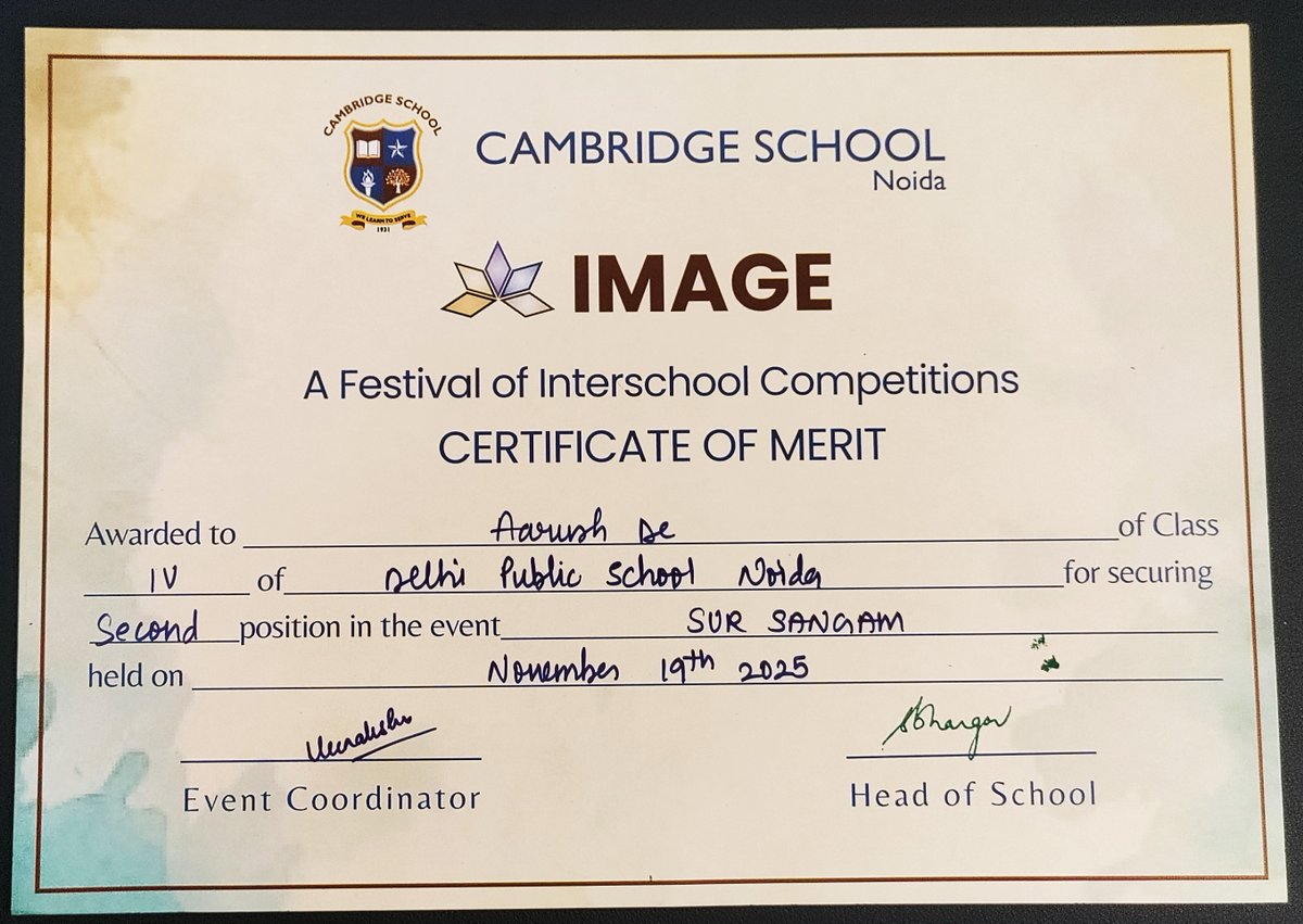 2aarushde's tweet photo. Thank you @Cambridgenoida_ for sending the certificate. https://t.co/xUlJmkv80G