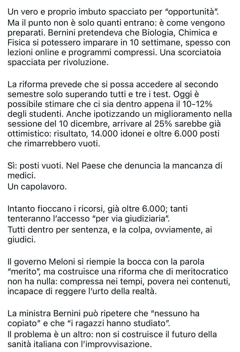 Semestre filtro medicina in chiave meloniano: una presa per il culo di famiglie e studenti. 
Meloni passera' alla storia per aver scelto i ministri piu' incompetenti di sempre a misura della sua bassezza