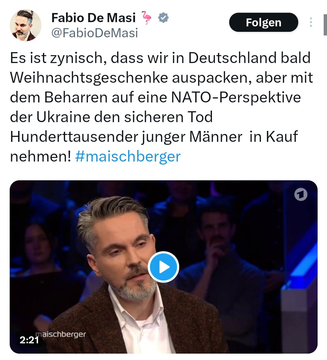 Es ist zynisch, Mitgefühl für die Menschen in der Ukraine zu suggerieren, während du gleichzeitig einem russischen Terrorstaat dienst.