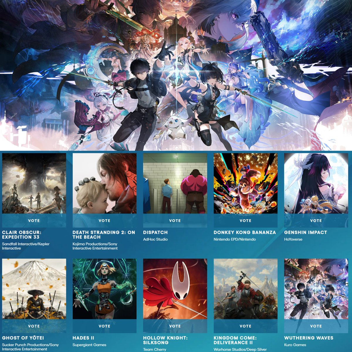 Wuthering Waves has made it to the Round 2 of Player's Voice at #TheGameAwards    

#WutheringWaves