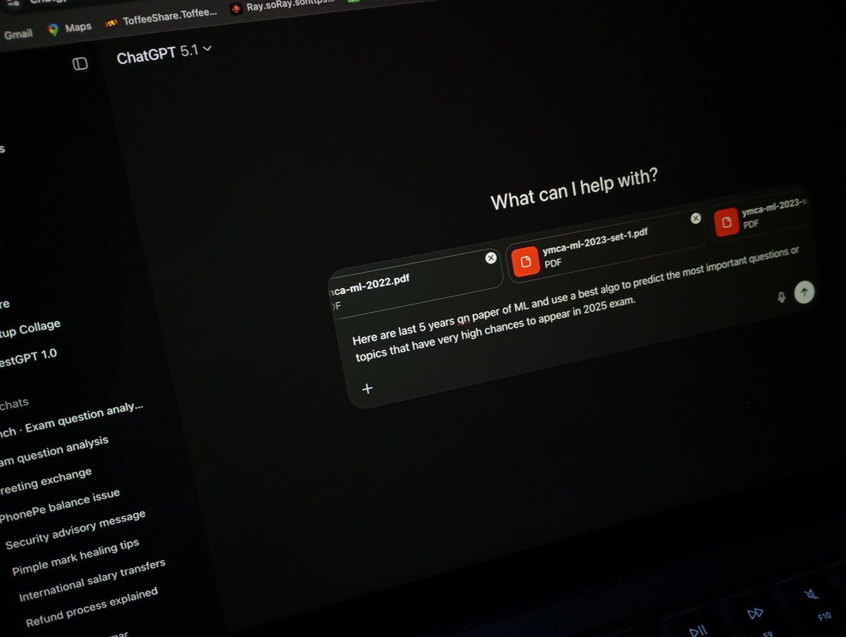 vikash_code's tweet image. Here's How I use ChatGPT for my semester exams. 🤧