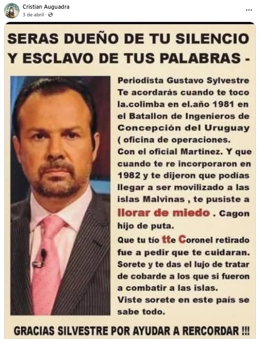 Primeras reflexiones sobre el nombramiento como jefe de la SIDE de Cristian Auguadra, el contador de Santiago Caputo. Sólo con ver sus redes y sociedades:
1) Es un idiota
2) Viene a perseguir a la política, el periodismo y la justicia que no se alinee con Milei.
3) No tiene la