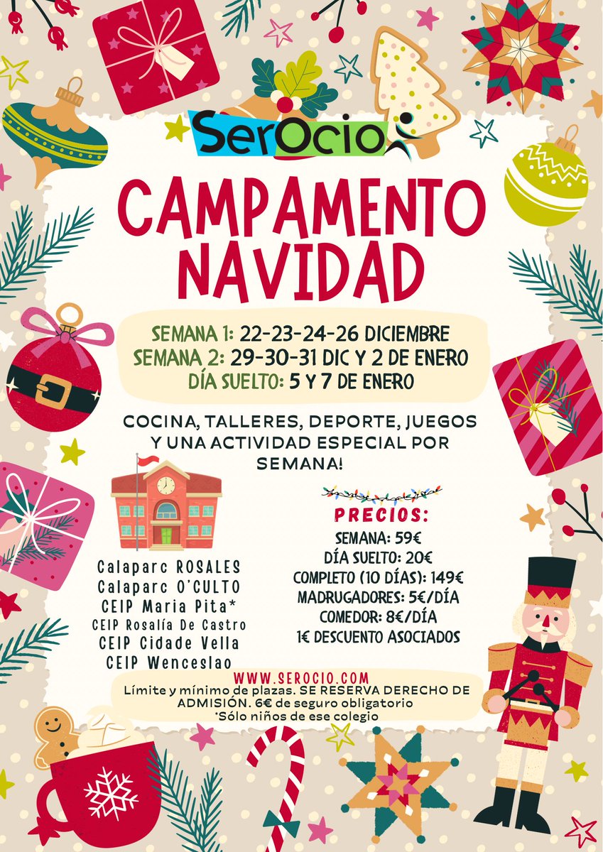 🎄✨ Chega o Campamento de Nadal SerOcio 2025! ✨🎄

Unha opción ideal para conciliar e para que os nenos e nenas desfruten do Nadal con actividades, xogos e novas amizades 🎨🎲❄️