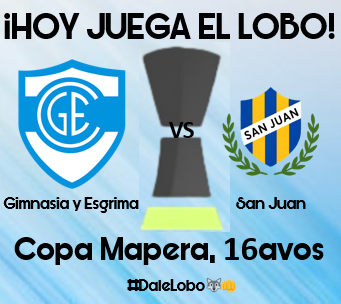 ¡Hoy juega el Lobo🐺!

📍16 avos de Final, Sábado 6 de Diciembre.
Gimnasia y Esgrima 🆚 San Juan

-Nos enfrentamos a un nuevo equipo en el primer paso de la Copa Mapera.

#DaleLobo🐺👊