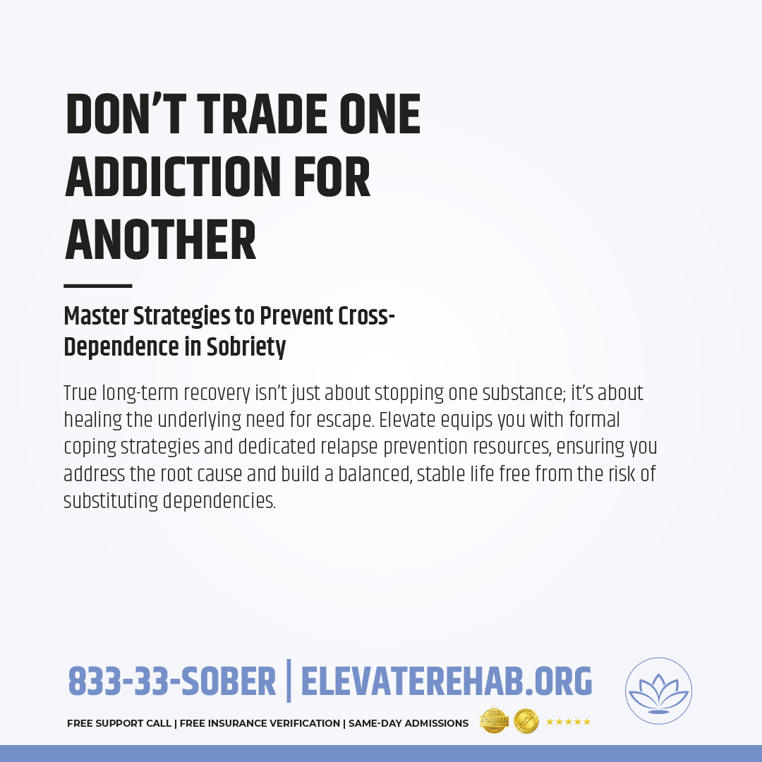 RehabElevate's tweet image. The #risk of replacing one substance with another (cross-dependence) is real. Get the right #strategies to secure your #LongTermRecovery and avoid substitution. Our #program targets the root cause. Learn how to prevent #CrossDependence today. elevaterehab.org/relapse-preven…